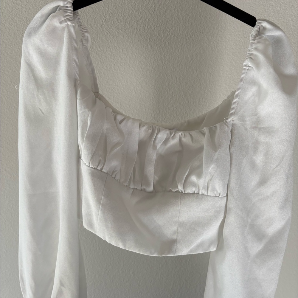 Princess Polly White Puff Sleeve Crop Blouse